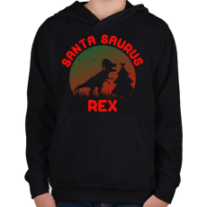 PRINTFASHION Santa Saurus Rex - Gyerek kapucnis pulóver - Fekete