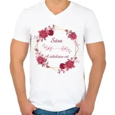 PRINTFASHION Sára - Férfi V-nyakú póló - Fehér férfi póló