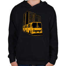 PRINTFASHION Sárga busz - Gyerek kapucnis pulóver - Fekete gyerek pulóver, kardigán