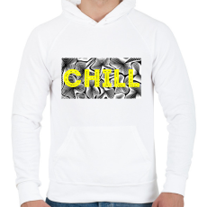 PRINTFASHION Sárga CHILL - Férfi kapucnis pulóver - Fehér