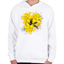 PRINTFASHION sárga lilom - Gyerek kapucnis pulóver - Fehér gyerek pulóver, kardigán