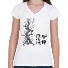 PRINTFASHION sárkány2 - Női V-nyakú póló - Fehér női póló
