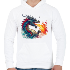 PRINTFASHION Sárkány - Férfi kapucnis pulóver - Fehér