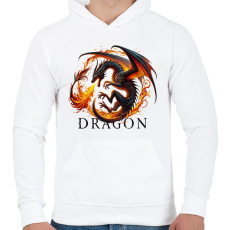 PRINTFASHION Sárkány - Férfi kapucnis pulóver - Fehér