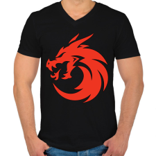 PRINTFASHION sárkány  - Férfi V-nyakú póló - Fekete férfi póló
