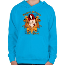 PRINTFASHION Sárkány - Gyerek kapucnis pulóver - Azúrkék