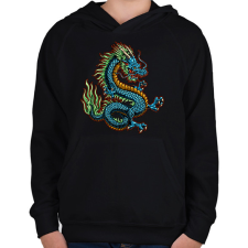 PRINTFASHION Sárkány  - Gyerek kapucnis pulóver - Fekete gyerek pulóver, kardigán