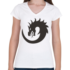PRINTFASHION Sárkány - Női V-nyakú póló - Fehér női póló