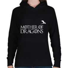 PRINTFASHION sárkányok anyja fehér - Női kapucnis pulóver - Fekete