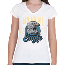 PRINTFASHION Sas 01 - American Eagle - Női V-nyakú póló - Fehér