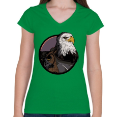 PRINTFASHION Sasmadár - Női V-nyakú póló - Zöld
