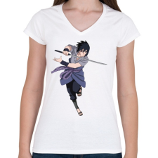 PRINTFASHION Sasuke - Női V-nyakú póló - Fehér női póló