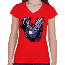 PRINTFASHION Sasuke Susano mode fekete - Női V-nyakú póló - Piros női póló