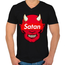 PRINTFASHION Satan - Férfi V-nyakú póló - Fekete férfi póló