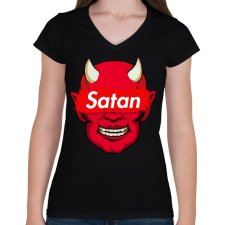 PRINTFASHION Satan - Női V-nyakú póló - Fekete női póló