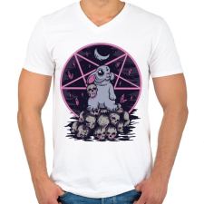 PRINTFASHION Sátánista nyúl - Férfi V-nyakú póló - Fehér férfi póló