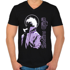 PRINTFASHION Satoru Gojo -páros minta - Férfi V-nyakú póló - Fekete