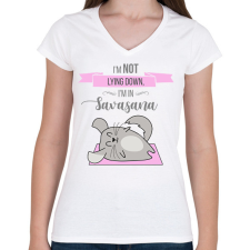 PRINTFASHION Savasana - csincsilla - Női V-nyakú póló - Fehér női póló