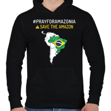 PRINTFASHION Save Amazonia - Férfi kapucnis pulóver - Fekete férfi pulóver, kardigán