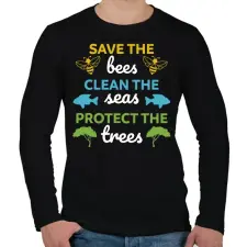 PRINTFASHION Save, clean, protect - Férfi hosszú ujjú póló - Fekete férfi póló