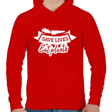 PRINTFASHION Save LIFE - Férfi kapucnis pulóver - Piros férfi pulóver, kardigán