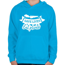 PRINTFASHION Save LIFE - Gyerek kapucnis pulóver - Azúrkék gyerek pulóver, kardigán