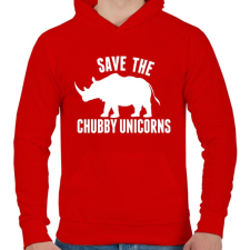 PRINTFASHION Save the Chubby Unicorns! - Férfi kapucnis pulóver - Piros férfi pulóver, kardigán