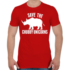 PRINTFASHION Save the Chubby Unicorns! - Férfi póló - Piros férfi póló