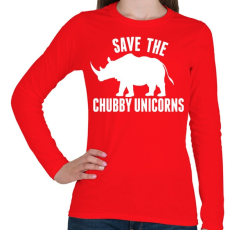 PRINTFASHION Save the Chubby Unicorns! - Női hosszú ujjú póló - Piros