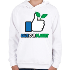 PRINTFASHION Save the planet! - Gyerek kapucnis pulóver - Fehér