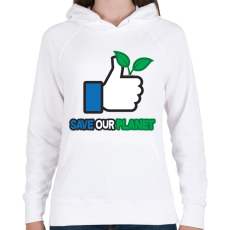 PRINTFASHION Save the planet! - Női kapucnis pulóver - Fehér