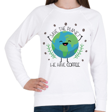 PRINTFASHION Save the planet - we have coffee - Női pulóver - Fehér női pulóver, kardigán