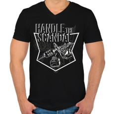 PRINTFASHION Scandel handler - Férfi V-nyakú póló - Fekete