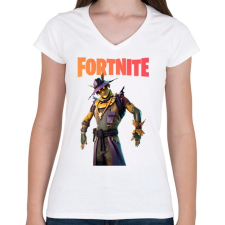 PRINTFASHION Scarecrow Fortnite - Női V-nyakú póló - Fehér női póló