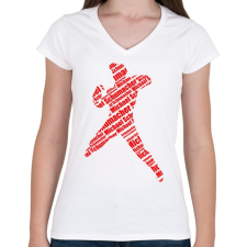 PRINTFASHION Schumacher - Női V-nyakú póló - Fehér női póló