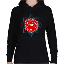 PRINTFASHION Sci-Fi D20 (Piros-Kék) - Női kapucnis pulóver - Fekete női pulóver, kardigán