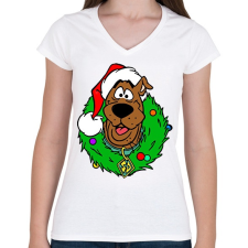 PRINTFASHION Scooby Xmas - Női V-nyakú póló - Fehér női póló
