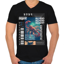 PRINTFASHION Scorpio - Streetwear style - Férfi V-nyakú póló - Fekete férfi póló