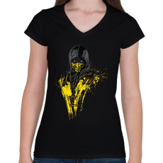 PRINTFASHION Scorpion - Női V-nyakú póló - Fekete