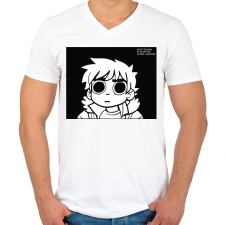 PRINTFASHION Scott Pilgrim - Férfi V-nyakú póló - Fehér férfi póló