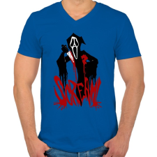 PRINTFASHION Screaaam - Férfi V-nyakú póló - Királykék férfi póló