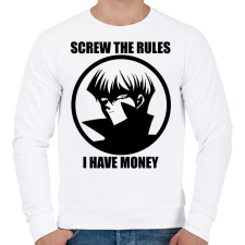 PRINTFASHION Screw the rules, i have money - Férfi pulóver - Fehér férfi pulóver, kardigán