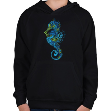 PRINTFASHION Seahorse - Gyerek kapucnis pulóver - Fekete gyerek pulóver, kardigán