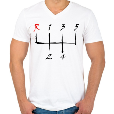 PRINTFASHION sebessegvaltó-3-2-szín - Férfi V-nyakú póló - Fehér