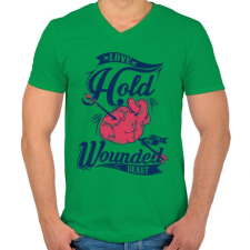 PRINTFASHION Sebesült szív - Férfi V-nyakú póló - Zöld férfi póló