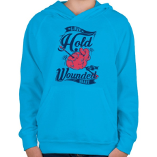 PRINTFASHION Sebesült szív - Gyerek kapucnis pulóver - Azúrkék