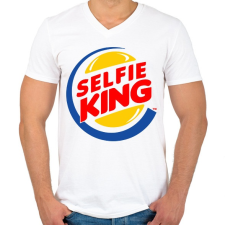 PRINTFASHION Selfie king - Férfi V-nyakú póló - Fehér férfi ing