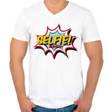 PRINTFASHION Selfie király - Férfi V-nyakú póló - Fehér