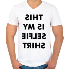 PRINTFASHION Selfie Tshirt - Férfi V-nyakú póló - Fehér