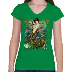PRINTFASHION Sellő - Női V-nyakú póló - Zöld